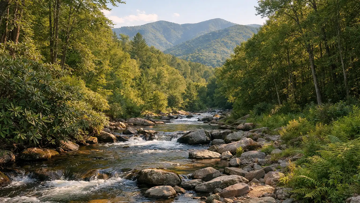 Mountain stream and hardwood forest near Maggie Valley