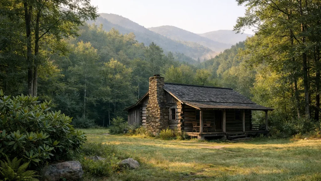 Rustic cabin in a wooded clearing near Robbinsville, NC