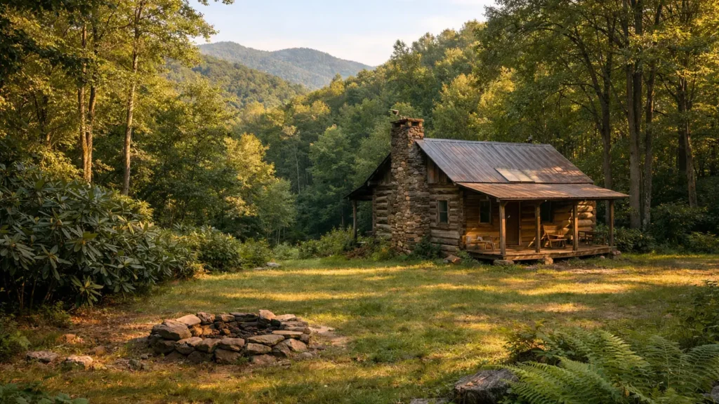 Rustic cabin in a wooded clearing near Robbinsville, NC